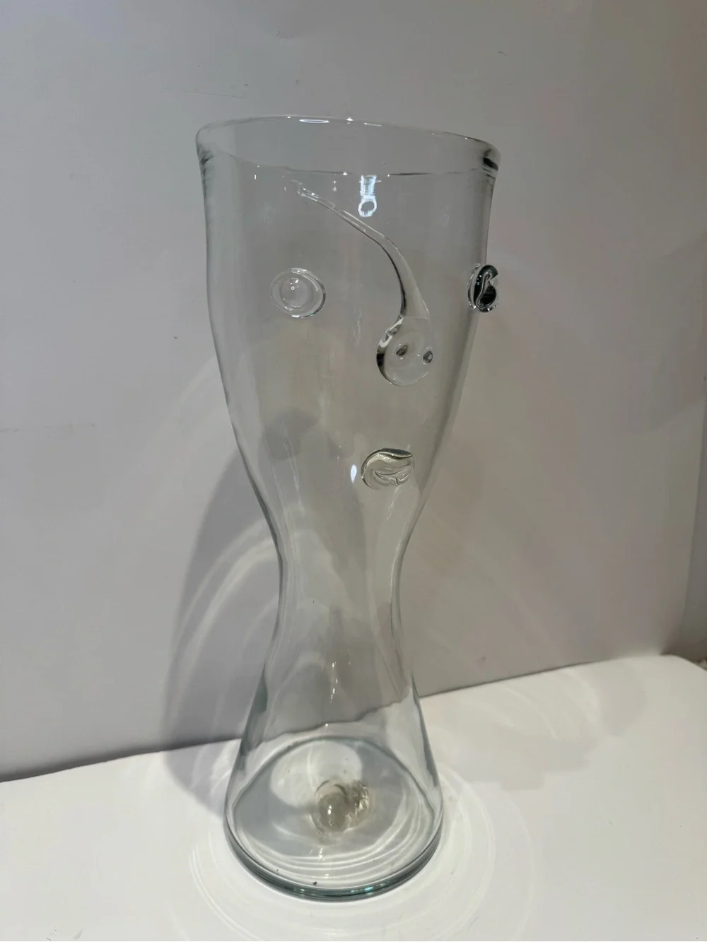 Modern Abstract Line Art Glass Face Vase / Sculpture